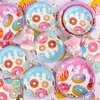 Dîner jetable Pink Donut Table Volet à thème Papier Plaque Plaque en papier Cup Kids 1st Birthday Wedding Party Decoration Baby Shower Favors