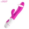 Olo USB -Aufladen Dual Vibration Rabbit Dildo Vibrator G Spot Massager Vaginalklitoris Stimulator sexy Spielzeug für Frauen