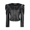 Chaquetas para mujeres 2024 chaqueta de tope para mujeres Fashionblack Faux Leather PU Lady Abrigo con ropa exterior con cremallera manga larga o cuello femenino