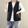 Damesvesten denim vest voor vrouwen vintage v-neck vaste Koreaanse stijl mouwloze vesten casual jassen enkele borsten waistcoats