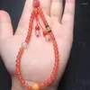 Decorative Figurines Natural South Red Agate Crystal Healing Bead Hanging Ornament With Wholesale Price Special Jewelry Gift