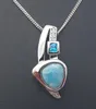 2021 Dominikanska naturliga Larimar Pendant Locket Solid 925 Sterling Silver Jewelry Gemstones Charm Pendants Fashion Lovely Gift for H3475474