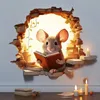 M736 Mouse Hole Wall Sticker Livros amantes de vinil Decoração de leitura fofa em um 240410