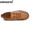 Sıradan Ayakkabı Simugoya El yapımı deri erkek spor ayakkabılar rahat mokasenler mokasen sürüş