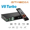 Finder neuester GTMedia V8 Turbo DVBS2/S2X/T2 Satellitenempfänger WiFi H.265 Support CAAM 1080p M3U CA -Kartensteckplatz und Multiplp V8 Pro2