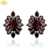 Stud Earrings Natural Red Garnet Solid Sterling Silver 15 Carats Genuine Gemstone Classic Women39s Jewelry Royal Luxury Style G2975104