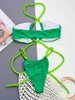 Frauen Badebekleidung Para Praia Green Cross Halhter Bikini 2024 Sexy Frauen brasilianischer Badeanzug um Verband Biquini aus Schnitt aus dem Badeanzug