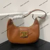 Luxury handbag New Pea Underarm Bag Made of Genuine Leather Fashionable Old Flower Crescent Elegant and Simple Style One Shoulder Handheld Women's Messenger bag