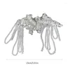 Hårklipp elegant spetsklipp vackert pärlstav pannband prydnad huvudbonad huvudkedja för bröllop och fest frisyrer