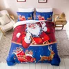 Beddengoed stelt Merry Christmas Set kinderen bedoverslag Santa Claus patroon quilt kussensloop ons twin dekbedden