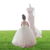 Cute White Lace Little Kids Flower Girl Dresses Princess Jewel Neck Tulle Applique Floral Floral Wears Communione Pagea2385098