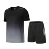 Men's running short sleeve ice silk summer quick drying clothes Basketball clothes Badminton fitness clothes shorts summer