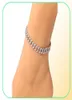 Moda damska bransoletka lodowana kubańska łańcuch linków kostki bransoletki złota srebrna różowa biodra biodra 77727696