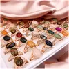 Band Rings Retro 30Pcs/Lot Natural Gem Stone Newest Beautif Bohemia Style Mixed Golden Siery Lovers Charm Jewelry Fashion Women And Me Dhmpu