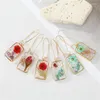 Boucles d'oreilles en peluche à fleurs séchées Personnalités uniques pour les femmes Red Creative Resin Epoxy Jewelry Accessoires en gros