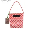 Beach Bags Large capacity woven vegetable basket 2024 new checkerboard contrasting color handbag summer girl single shoulder tote bag Q240415