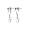 Boucles d'oreilles en peluche pure 925 argent sterling creux étoile courte drop drop asymétrie douce oreille suspendue