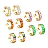 Stud-oorbellen ason vol met strass voor vrouwen roestvrij staal kleurrijk cubin zirkon c-vorm oor mode sieraden cadeau