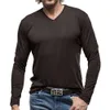 Men's V-neck Long Sleeved T-shirt, Men's Pure Cotton Base Shirt, T-shirt, Men's Top T-shirt