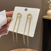 Boucles d'oreilles en peluche en métal tresse rond Cercle Drop pour femmes Golden Long Tassel Wedding Party Trendy Bijoux élégant