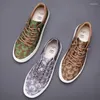 Casual Shoes Men's Vulcanized 2024 Thick Sole Lace Up Men Canvas Fashion Retro Light Breathable Flat Male Sneakers