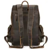 Rugzak mannen retro koe leer grote capaciteit 18 inch gek gekte paardenkleed flap school dagpack casual reistas