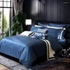 Bedding Sets High-Grade Silk Embroidery Cotton Four-Piece Set Solid Color Jacquard Kit Comforter