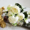 Dekoracyjne kwiaty sztuczne białe jedwabne piwonii Wysokiej jakości różowa bukiet bukiet Work weselny fałszywy kwiat akcesoria do domu rzemiosło