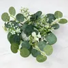 Decoratieve bloemen groen eucalyptus bladeren kransen 25 cm kaarsen pilaren houder voor kerst bruiloft huisdeur tafelblad decoratie groothandel