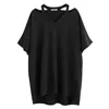 Plus Tamanho 7xl 150kg Mulheres grandes camisetas pretas top solto camiseta de verão para femme v pescoço 240412