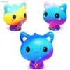 Decompression Toy Squihy Slow Rebound Ice Cat Cute Animal Stress Relief Toys Cure Office Stress Reliever Vent Fidget Toys for Kids AdultsL2404