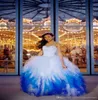 2021 Robe de balza à la mode et blanche Organza Quinceanera Robes 2016 Longueur de la laceup perlé Sweet 16 ans Pageant Gown7830572