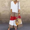 Casual Dresses Summer Dress Soft Touching Women Buttons Printed Boho Beach Long