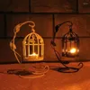 Candle Holders Fashion Leaves Birdcage Holder Iron Wedding Bird Cage White Black Year Handing Home Decoration 2024 Arrived