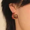 Stud-oorbellen ason vol met strass voor vrouwen roestvrij staal kleurrijk cubin zirkon c-vorm oor mode sieraden cadeau
