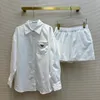 Designer Dames Sports Pak Chest Pocket Triangle Label Borduurbrief Logo Fashion Simple Summer Dames Loose Shirt Shorts Pak