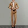 Herrenanzüge Männer Hosen Set Frühling Herbst -Businessanzug mit Revers Slim Fit 2 -Stück Feste Farb -Outfit für Arbeit oder Besonders