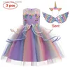 Girl's Dresses 2024 New Girls Dress 1-10 år gammal barns blommakaka Princess Dress Carnival Halloween Performance Clothing T240415