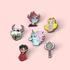 Princess Magic Wand Ematel épingles Horns Anime Badge for Girl Brooches Cartoon Aboun Pin Bijoux Bijoux pour les fans Friends Wholesale