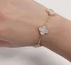 four clover bracelet silver chain bracelet Silver Five Clover Flowers Bracelet Light Luxury Lucky White Mother of Pearl Hand Chain Party Jewelry Gift For Women