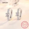 Hoopörhängen Micro Paled Full Moissanite Hoops Silver 925 Dazzling Diamond Ear Luxury Jewelry for Women Men Party Wedding Present