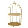 Storage Boxes Wrought Iron Bird Cage Rack Practical Gold Decorative Crystal Display Shelf Nordic Style Cosmetics Home