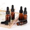 Lagringsflaskor 10 ml grad Mark Amber Glass Droper Refillable Tea Tree Oil Essential Parfume Liquid Pipette Bottle LX9247