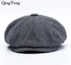 2 размера пиковые шляпы мужчин в бретсе шляпа Осень Новый Винтажный Винтаж Октагон Кэп Женщины Случайные тыквенные шляпы Gatsby Flat Beret Hats Y9085388