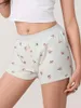 Kobiety damskie Kobiety kwiatowy nadruk na letni guzika elastyczna w górę Slim Lounge Short Pants Streetwear Beach Wakacje Estetyczne Y2K