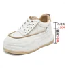 Casual Shoes Fujin 8.5cm Luftnät äkta läderplattform Kile High Brand Flats Summer Fashion Chunky Sneaker Hollow Comfy