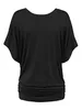 Women's T-Shirt Elegant Plus Size T-Shirt Summer Style Pleated Casual Slit Sleeve TopL2403