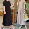NYFS Sommer Korea Frau Kleid Vestidos Robe Elbise Lose Plus Size Patchwork Chiffon Hem Kurzarm Lange Kleider 240415