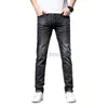 Designer di jeans maschile primavera e estate New jeans grigio nero slim in forma da uomo piccoli piedi di fascia alta pantaloni casual elastici di fascia alta