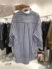 Sydkorea Dongdaemun Striped Shirt Women's Design Sense NICHE 2023 Autumn New Western Style Shirt Student Shirt Fashion